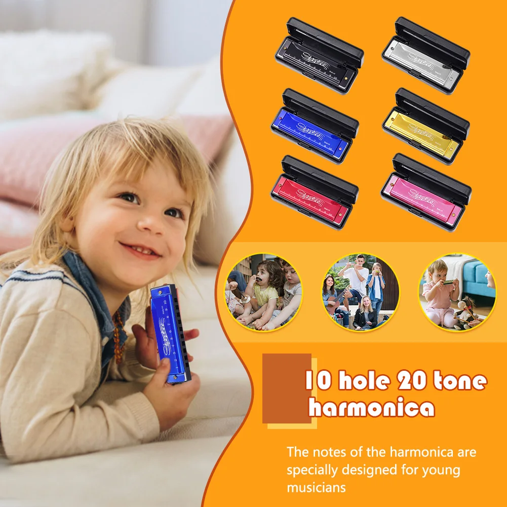 هارمونيكا محمولة للأطفال والكبار ، 10 فتحات ، 20 نغمة ، هارمونيكا صغيرة ، تعليمية ، أداة موسيقية ، تعلم سهل ، هدية
