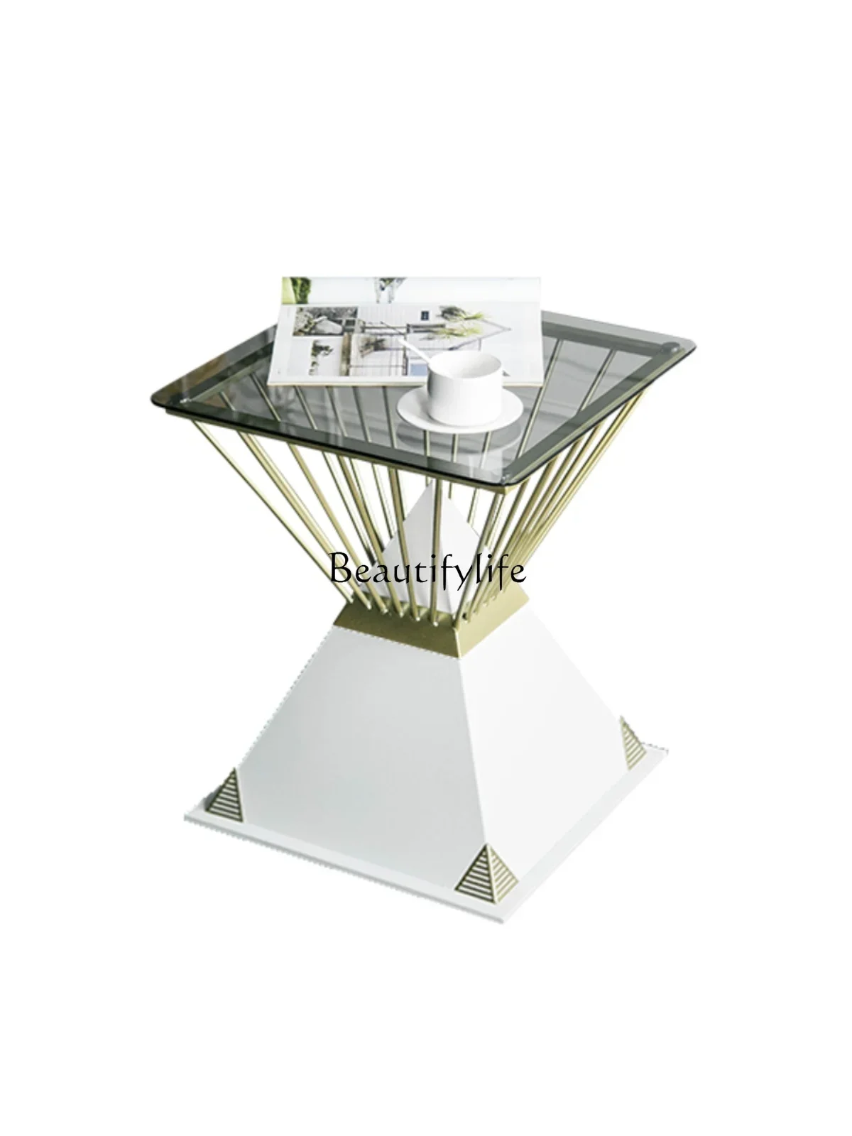 

FG*Light luxury sofa simple modern small coffee table tempered glass living room home creative small side table