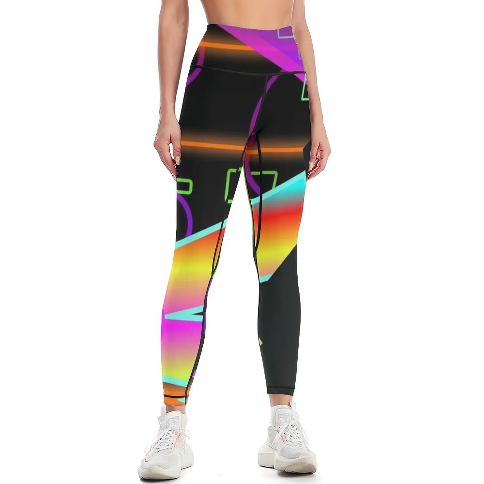 Tutti Frutti Disco Chaos neon abstract weird vibrant Leggings workout shorts gym clothing Womens Leggings