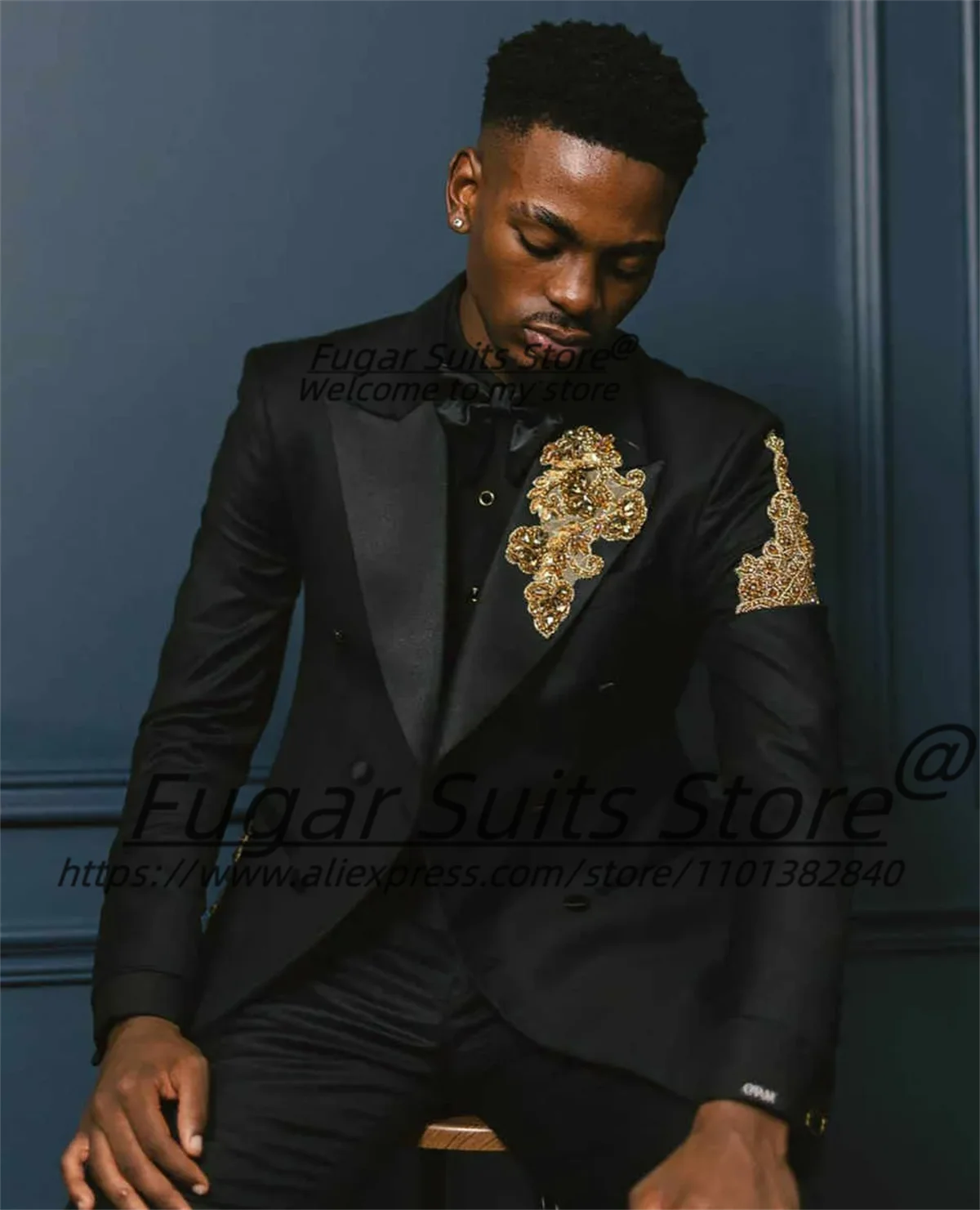 Modern Luxuly Wedding Tuxedos Appliques Beaded Peaked Lapel Men Suit Simple 2 Pieces Sets Male Evening Bride Blazers Customized