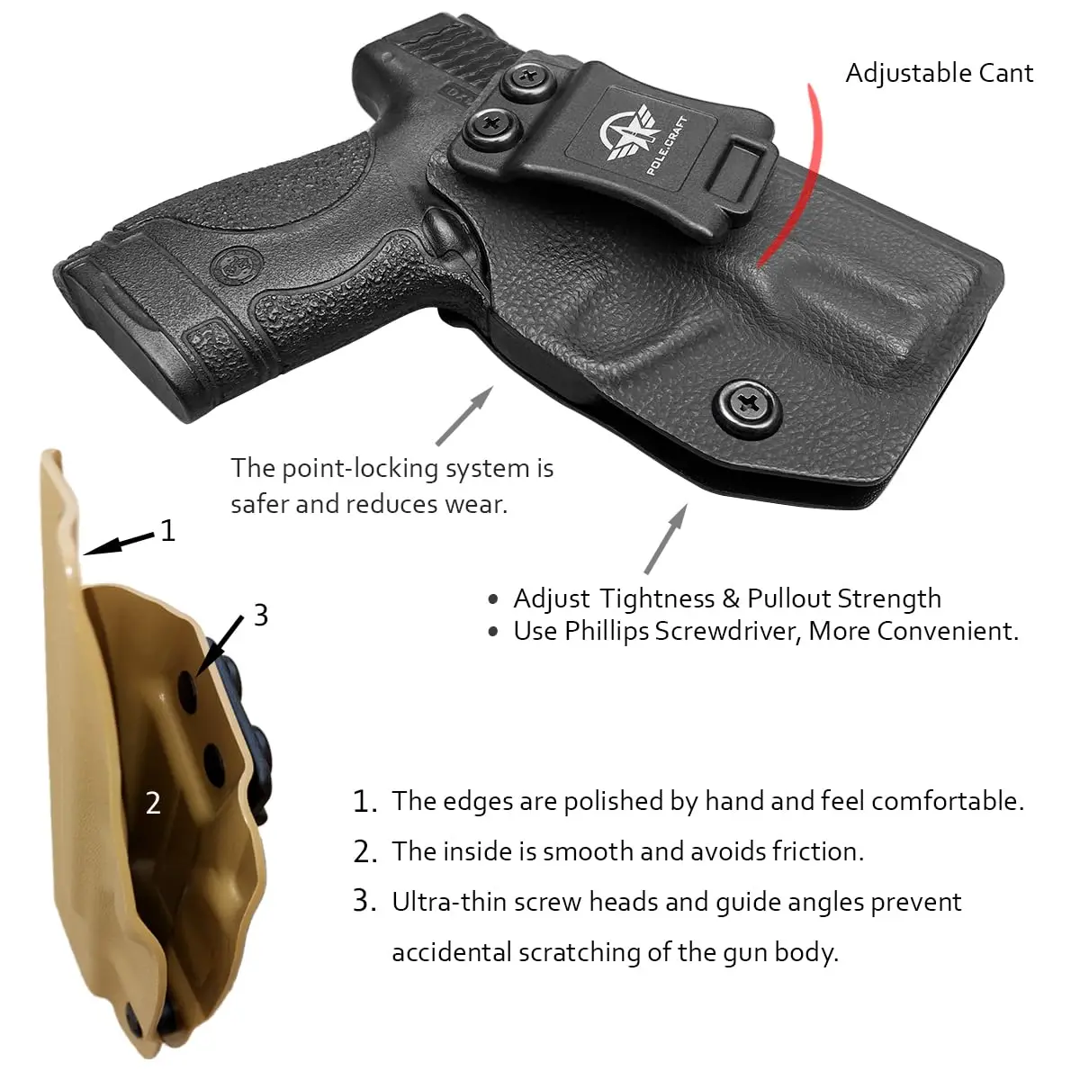 Imagem -03 - Pistola Case Coldre mm Iwb Dermatoglyph Kydex para Smith e Wesson m & w s & w