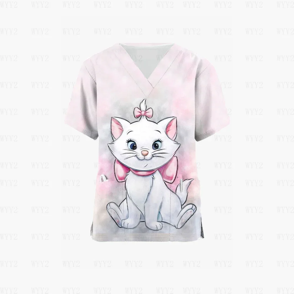 Disney-Mulheres V Neck Pet Grooming Agência Scrub Tops, Médico Cobre Roupas, Uniforme Spa, Alta Qualidade