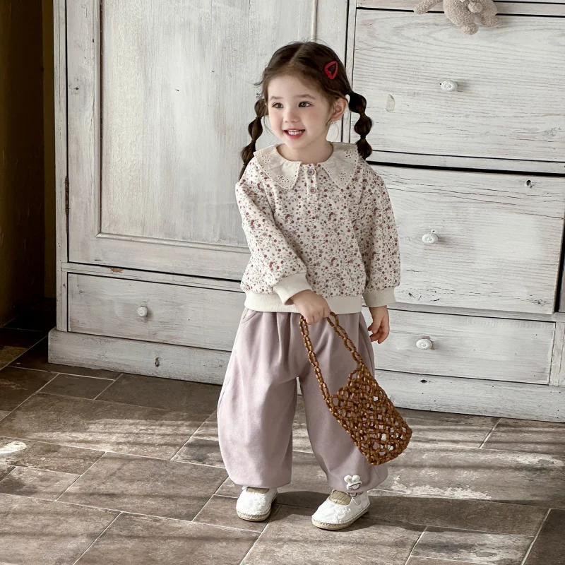 Girls Suit2026New Year's New Long-Sleeve Versatile Two-Piece Outfit for Baby Girls for Going Out Wholesale