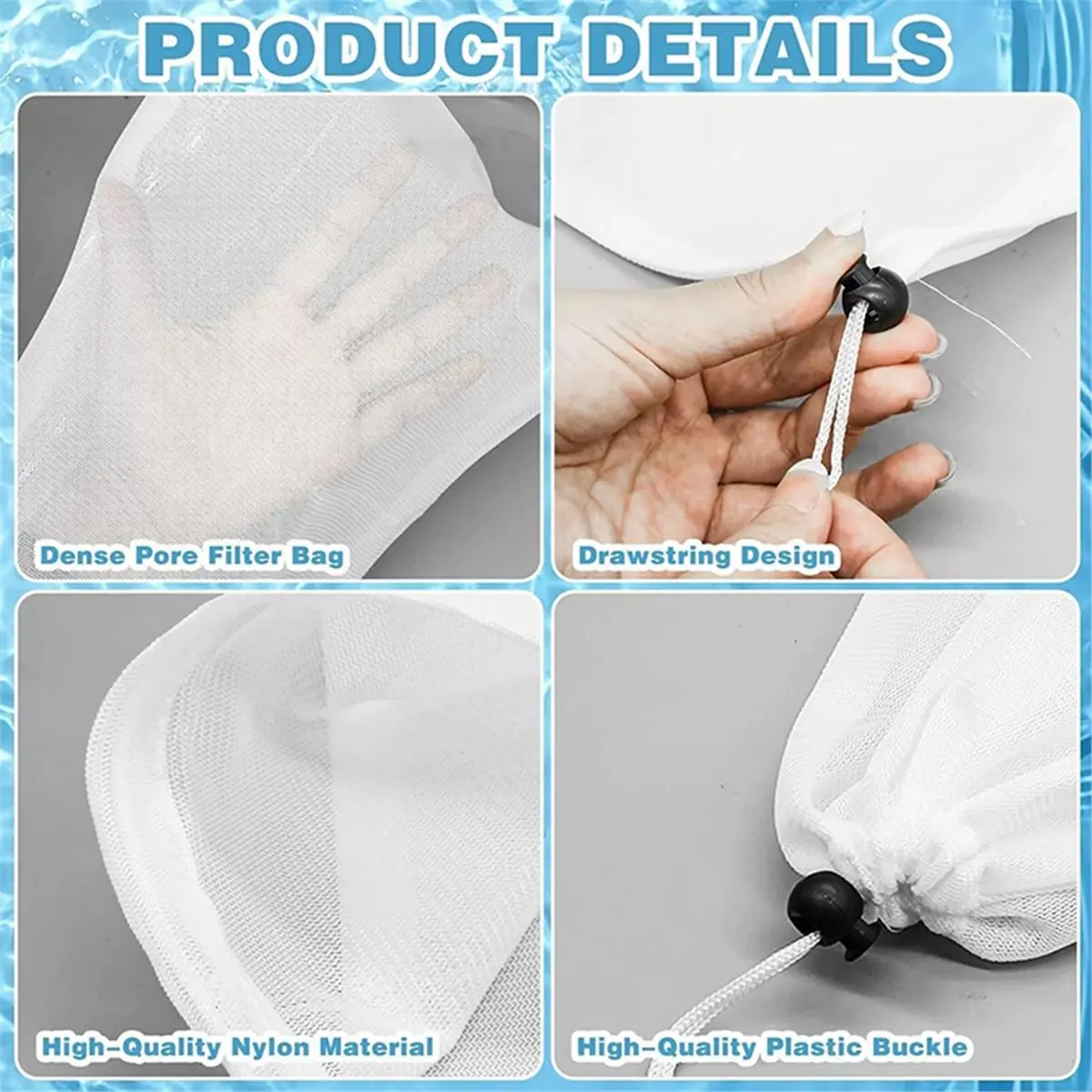 Happy New- Pool Vacuum Replacement Mesh Bag,Pool Vacuum Filter Bag,Suitable for Pools Aquariums Ponds Collecting Leaves and Debr view 6