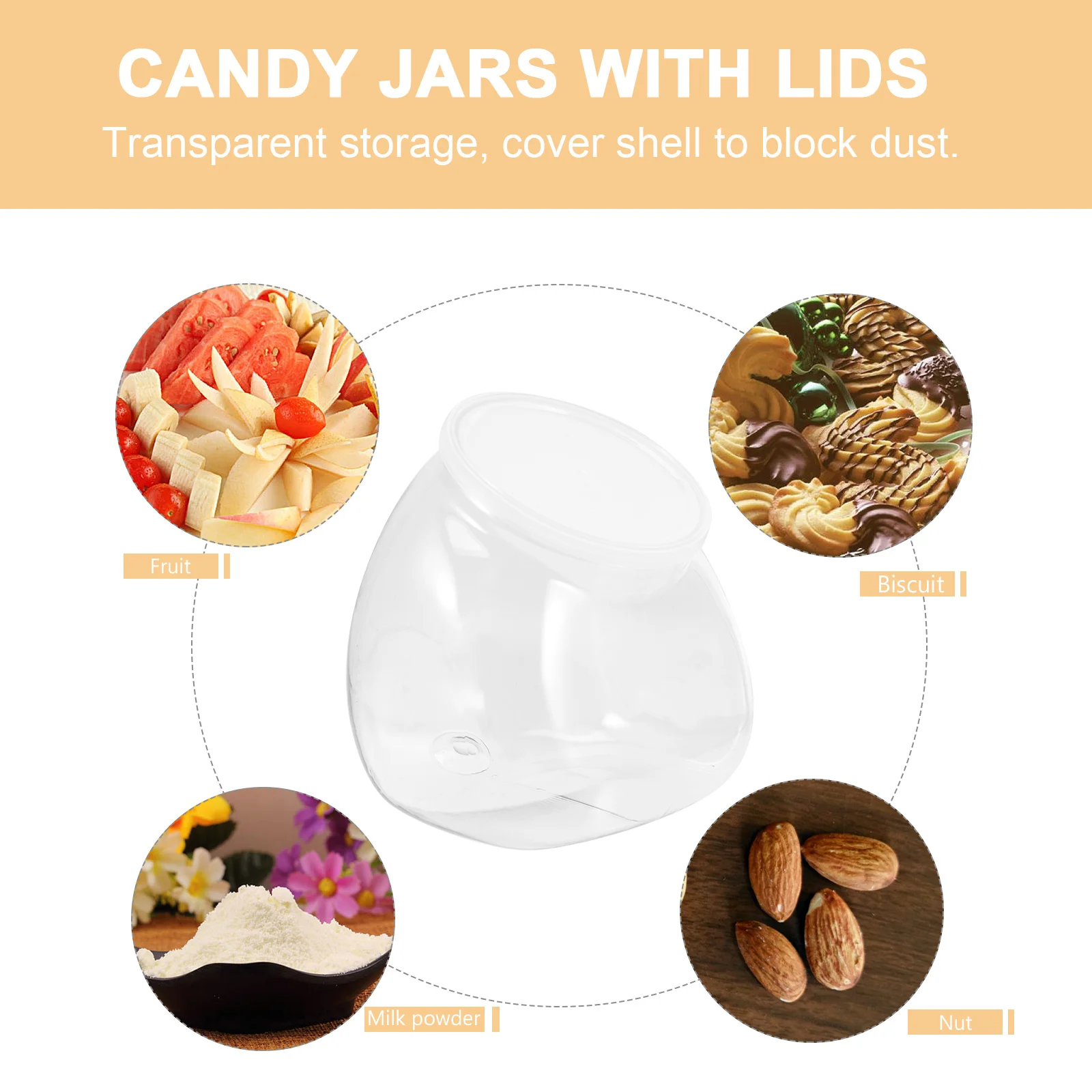 

1500Ml Clear Plastic Jars for Candy Storage Large Capacity Transparent Container Kitchen Pantry Organization Jar with Lid Candy