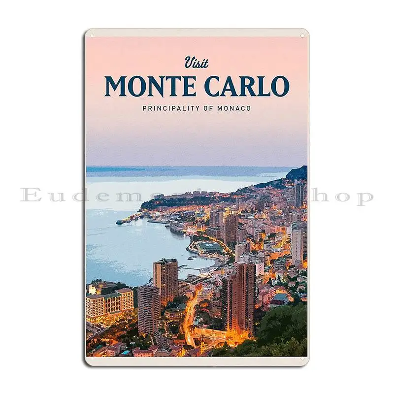 Visit Monte Carlo Metal Plaque Poster Bar Cave Wall Decor Party Print Garage Tin Sign Poster