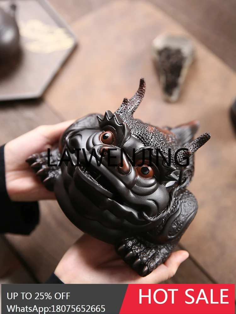 Purple Pottery Golden Toad Tea Ornaments Large Ornaments Boutique Supportable Handmade Lucky Three-Legged Dragon Toad God Beast