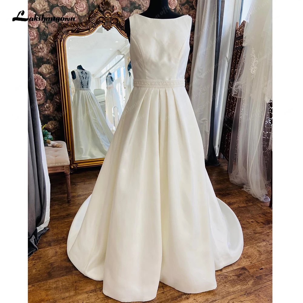 

Lakshmigown Plus Size Satin Wedding Dress with Beads 2024 Garden Bridal Gown for Women vistidos de festa de casamento