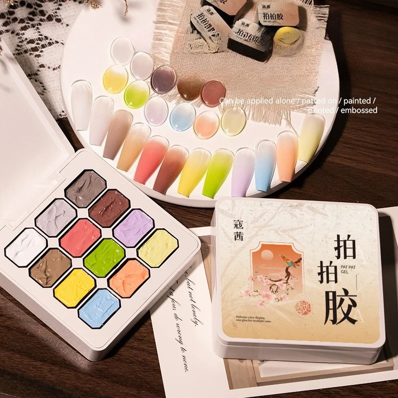 

12 Colors Patting Painting Gel Nail Polish Blooming Transfer Design UV LED Soak Off Gel Varnishes Gradient Pat Gel Palette