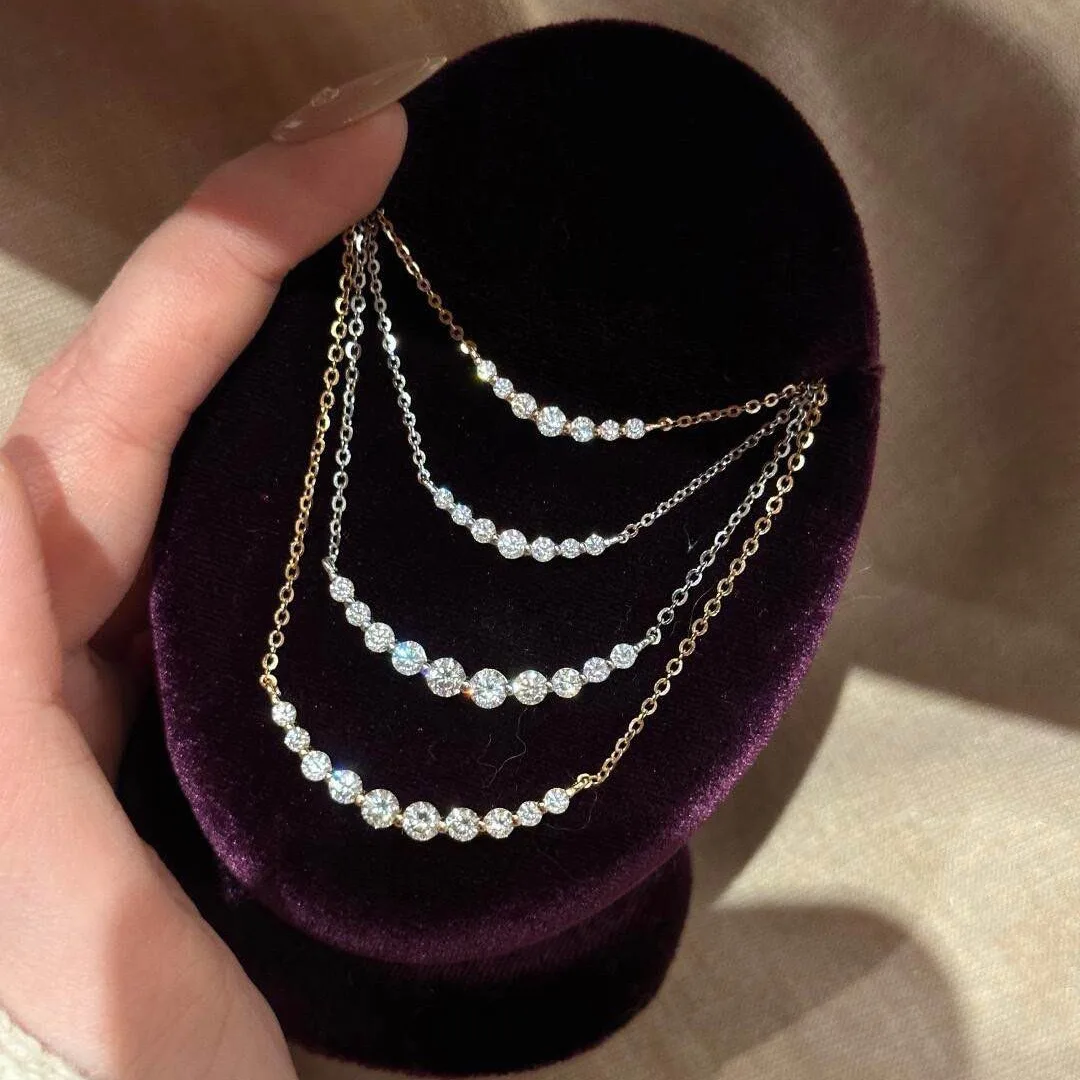 D VVS1 Moissanite Pendant Necklace s925 Sterling Silver 18k White Gold Simulated Diamond Smile Necklace Choker Prata for Women
