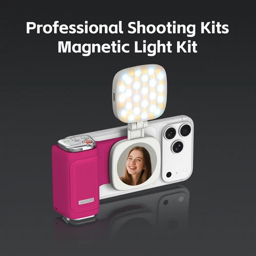 Imagen 2 del producto COMITOK MOCA Empuñadura de disparo para iPhone, control remoto Bluetooth recargable desmontable, obturador DSLR/bloqueo de enfoque + luz de relleno opcional/espejo