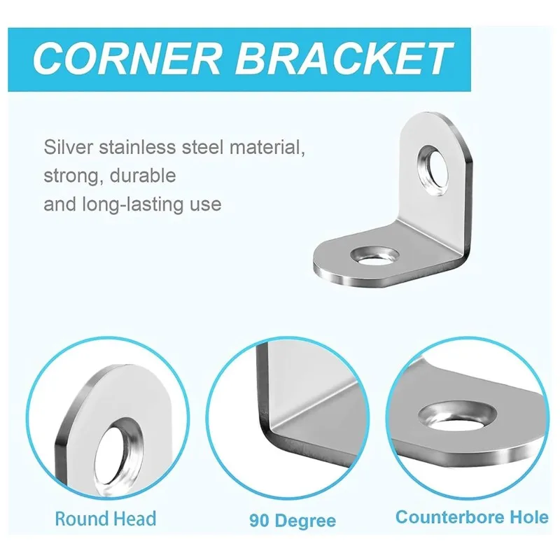AB33-Durable Metal 17X17x14mm Corner Bracket, 20 Pieces, Furniture For Home And Office Use