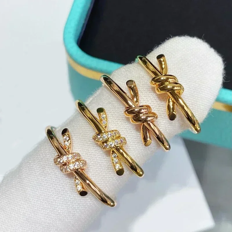 

SFE 2024 new rose gold knot ring temperament charm fashion brand exquisite jewelry Christmas gift