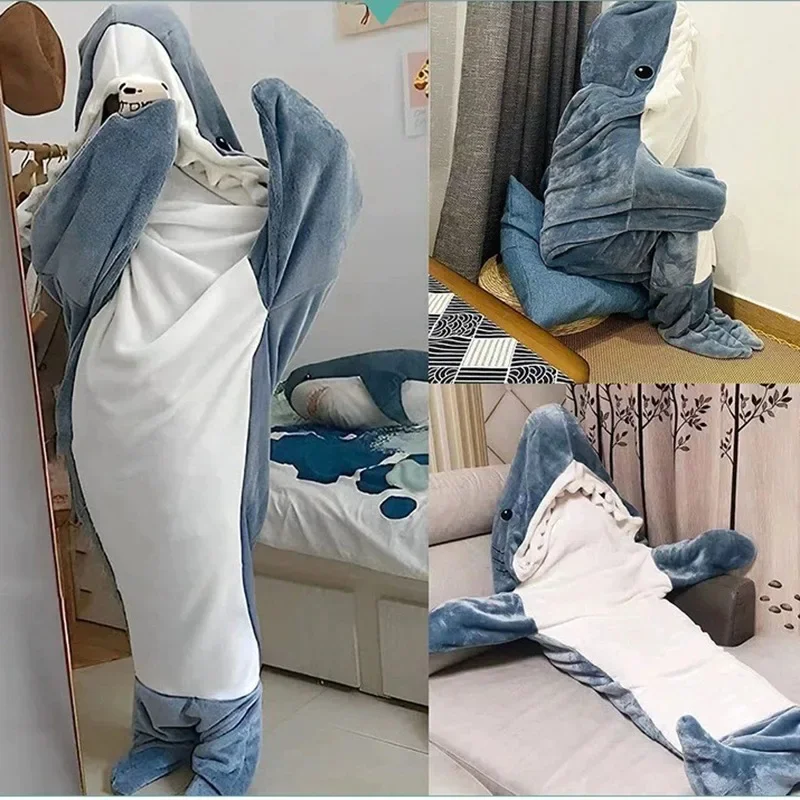 Costume de Requin à Capuche pour Adulte, Couverture Chaude, Pyjama Cosplay, Sac de Couchage Amusant, pour ixde Sommeil, Hiver, 1 Pièce