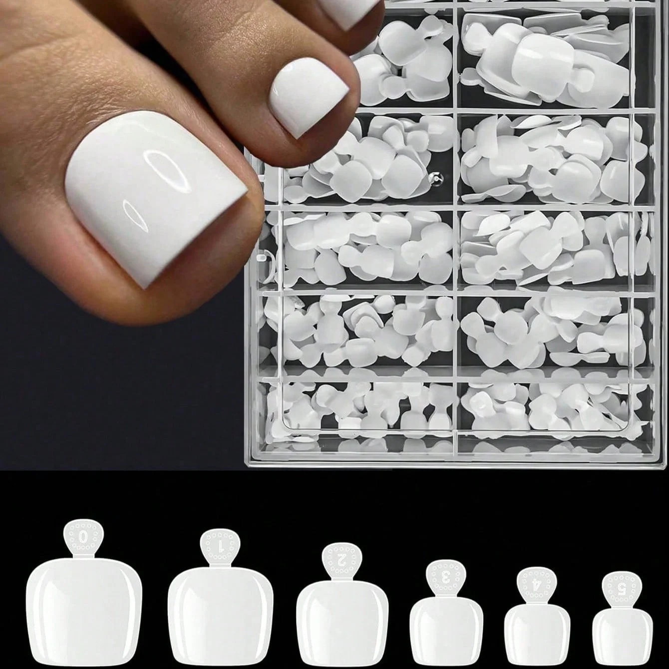

120pcs False Toe Nail Tips 12 Sizes White Full Cover Fake Toenail Tips Press On Salon Toe Nail Art Extension Design Toenails Art