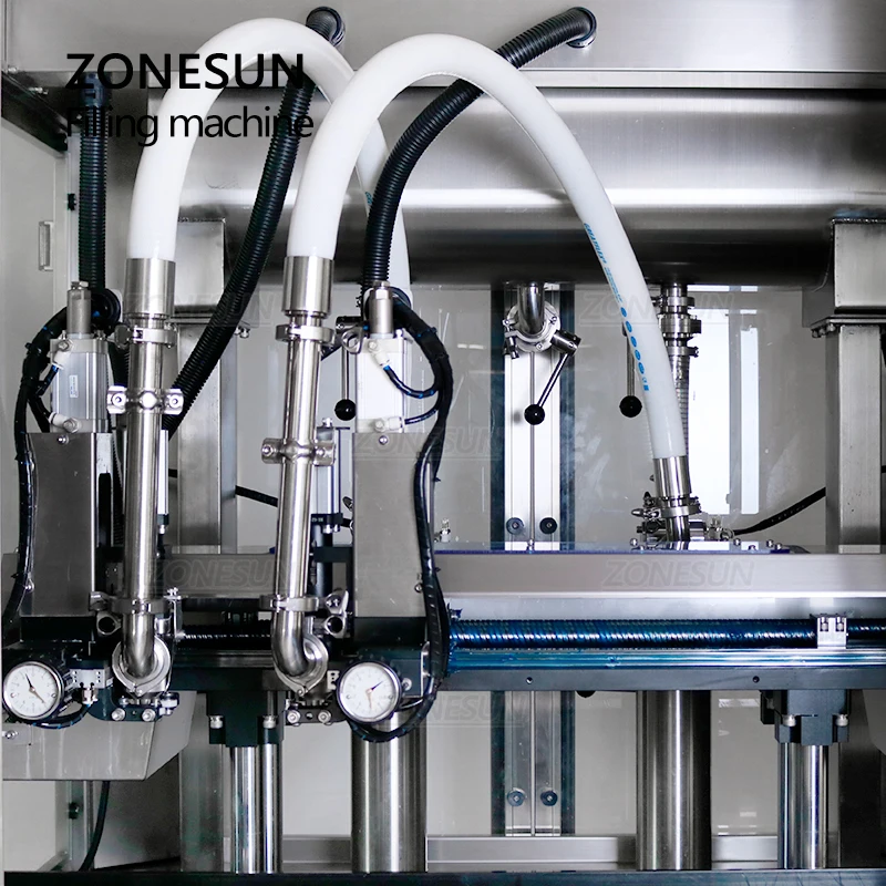 Zonesun ZS-VTPF2 pasta automática shampoo líquido chuveiro gel garrafa jar máquina de enchimento com cabeças duplas seguindo