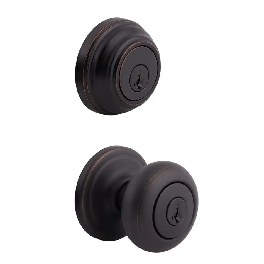 

99910035 Juno Entry Door Knob and Single Cylinder Deadbolt Combo Pack, 3, Venetian Bronze