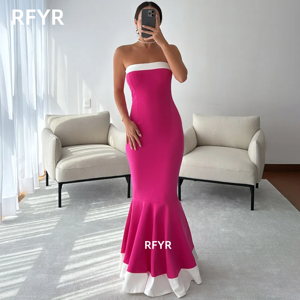

RFYR Two Colors Evening Dress Strapless Prom Dress with Pleats Formal Celebrity Dresses for Women vestidos de fiesta Customized