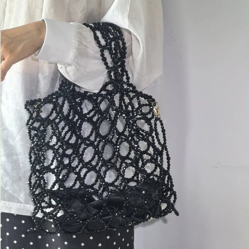 جديد متعدد الاستخدامات مصمم حقائب المرأة الاكريليك الجوف Crossbody اليد حقيبة من القماش عالية الشعور الأسود حقيبة يد للسيدات 2025
