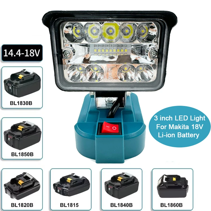 For Makita 14.4-18V Battery Portable Work Lamp 3 inch LED Light Outdoor Flashlight Emergency Lights Camping Jobsite Lighting