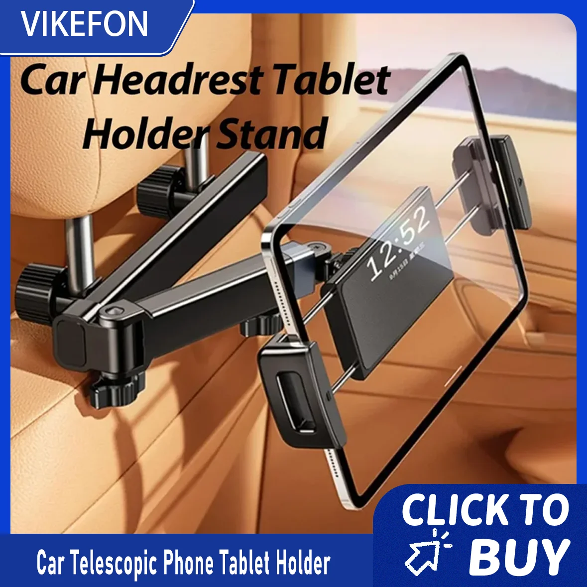 

360 ° Регулируемый X49A-автомобильный подголовник, держатель для планшета, подставка для телефона 6-12,9 дюйма, вращающийся телескопический кронштейн для планшета для автомобиля