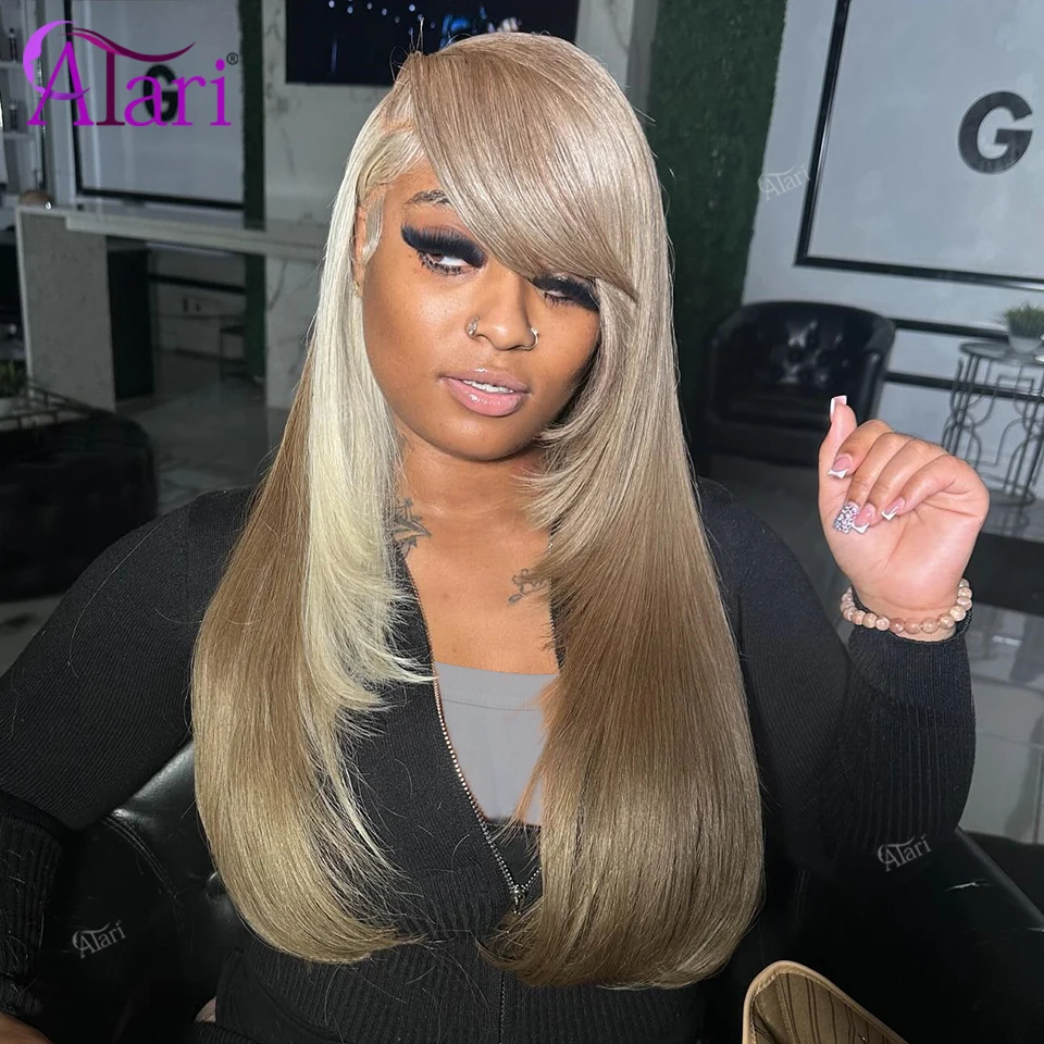 

5x5 Lace Closure Gray Highlight #27 Human Hair Wigs 13x4 13x6 Transparent Lace Frontal Straight Hair Wig for Women Pre Plucked
