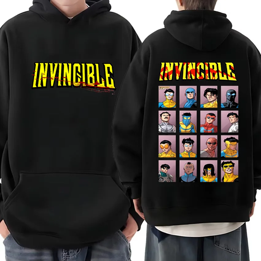 Invincible Mark Superhero Double Sided Printed hoodie Men Women's harajuku clothing Fleece Long Sleeve Anime hip hop streetwear