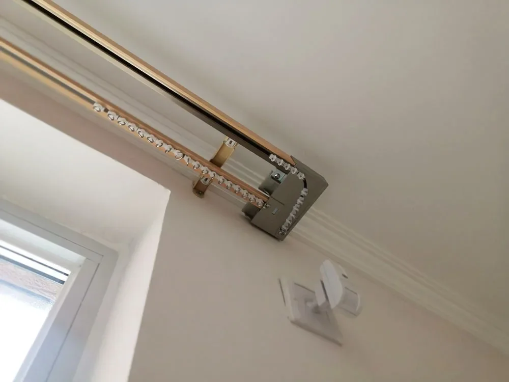 fy-European High-End Wood Grain Double Curtain Track Wall Install Rail Set with Accessories France Spain Inspired Design