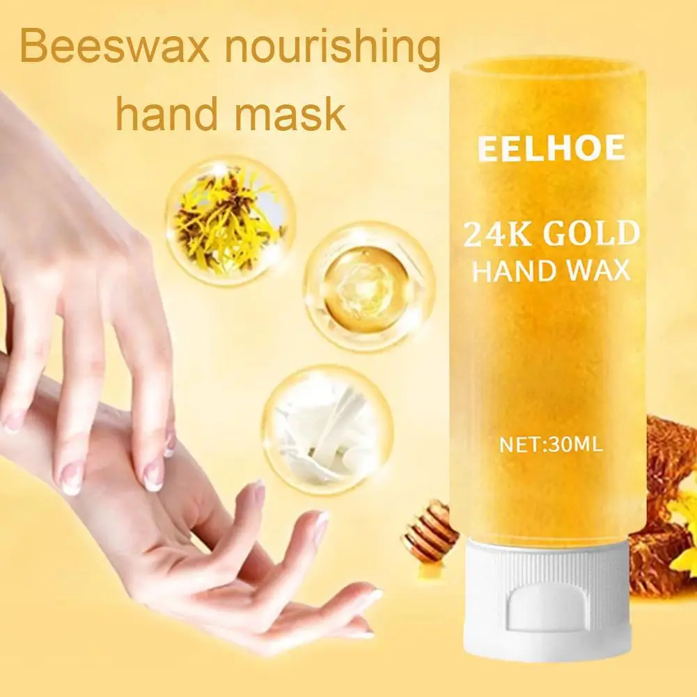 Honigwachs-Handcreme, feuchtigkeitsspendendes Peeling, glattes, straffendes, feuchtigkeitsspendendes Gel, 30 g, für Hände, 24-karätige Gold-Handmaske, zart