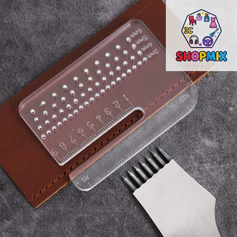 4mm Multi-functional Thickened Transparent Puller Acrylic Rounded Cutting Distance Ruler Hitting Auxiliary Manual Leather Tool