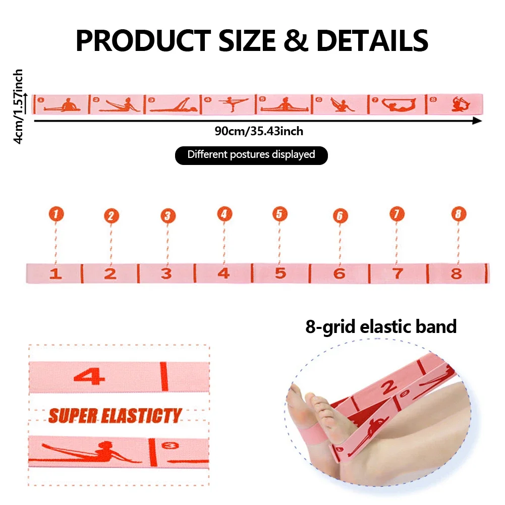 

Yoga Stretch Strap, Sports Exercise Resistance Bands for Dance, Gymnastics, Workout, Pilates Stretch Belt for Physical Therapy