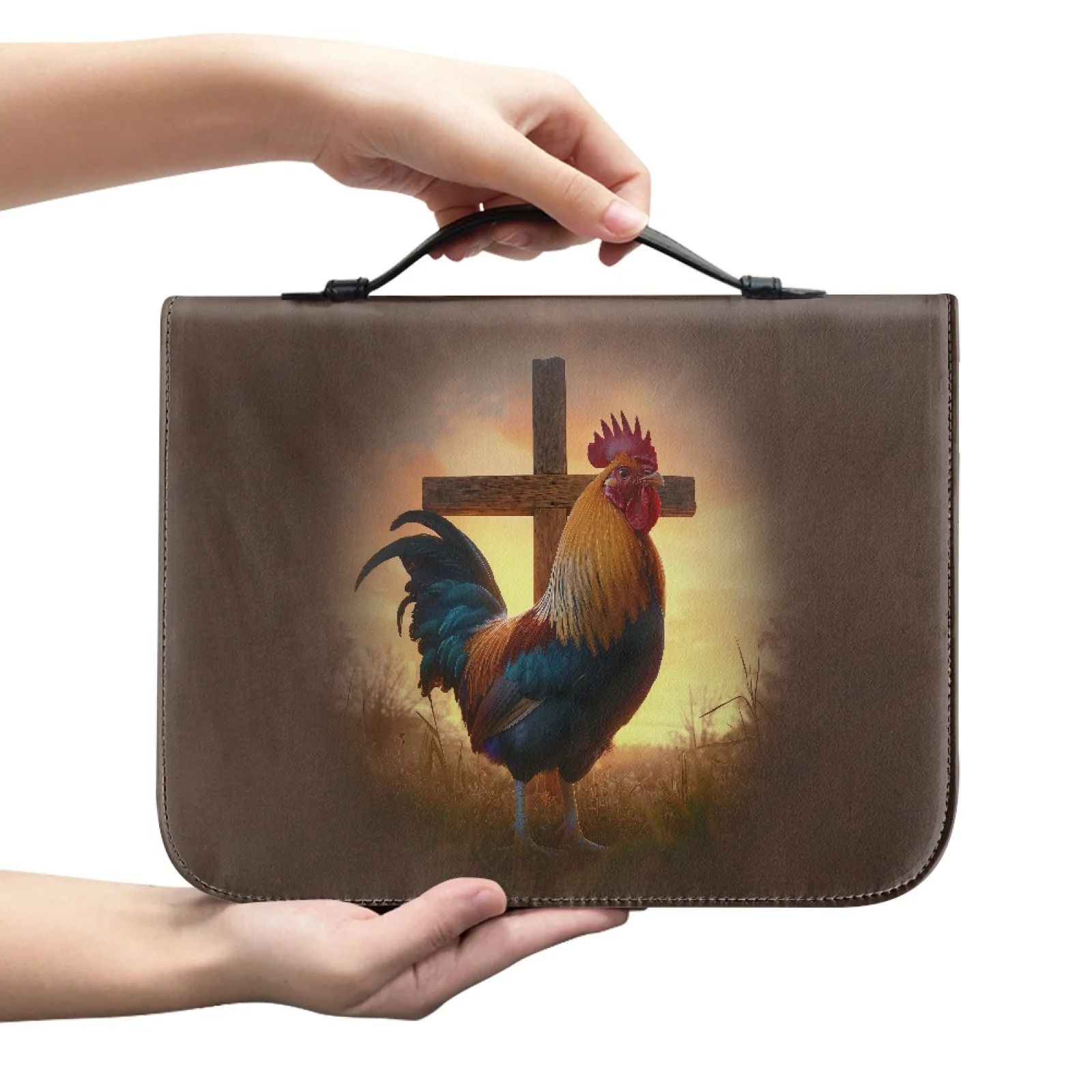 XIXIRIMIDO Rooster Cross New Design Large Capacity Bible Cover for Outdoor PU Leather Bible Book Covers