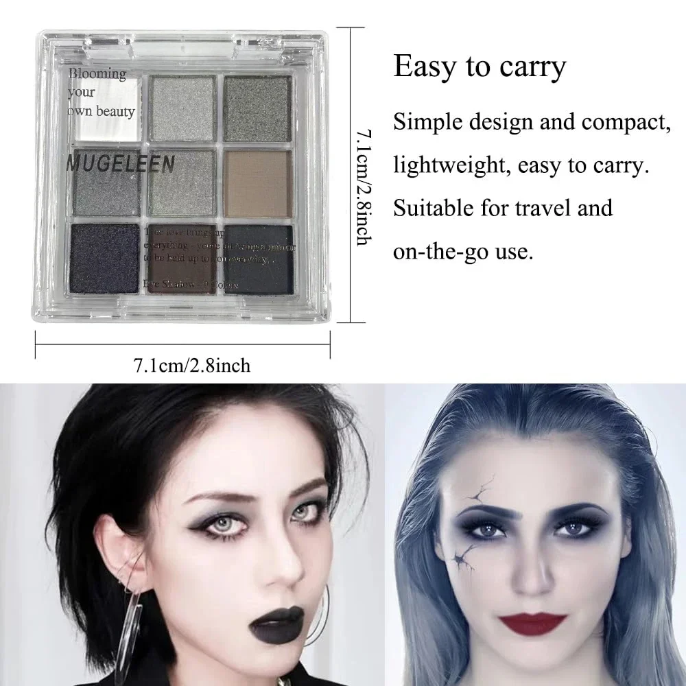 Palette de fards à paupières flocon de neige 9 couleurs – Application facile, scintillant mat |   Noël/Halloween/Quotidien, cadeau de vacances parfait