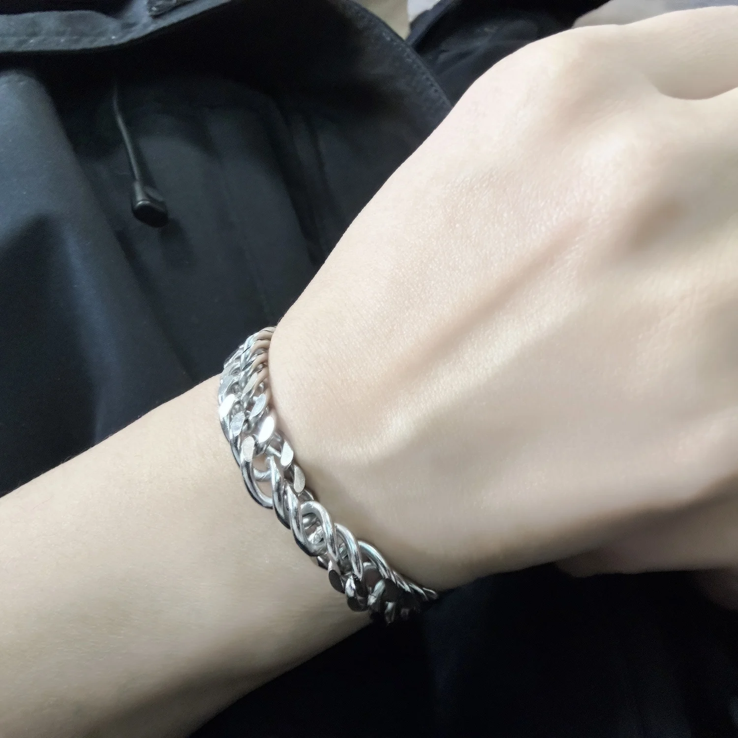 Klassisches Punk-Armband für Männer aus Edelstahl, kubanische Gliederkette, modisches Handgelenk-Schmuckstück, Geschenk. – Detail 6