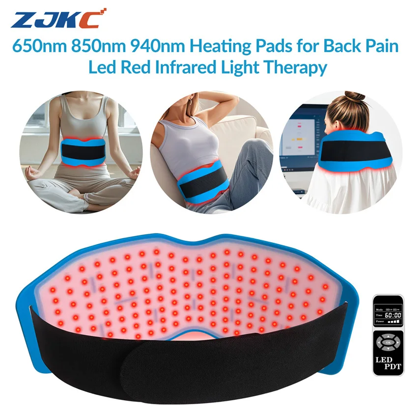 

660nm 850nm 940nm Massage Heating Pad for Back Red Infrared Light Therapy Body Wrap Waist Belt for Pain Relief 24W