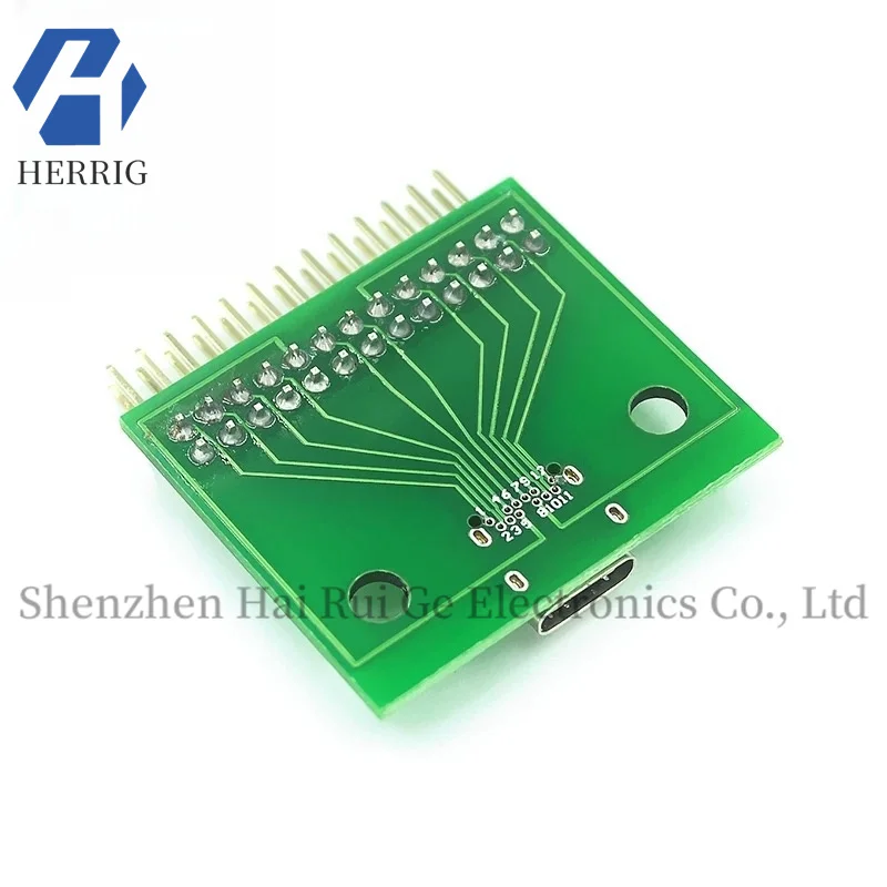 Double-sided reversible insert TYPE C female test board USB 3.1 with PCB board 24P female connector with pin headers