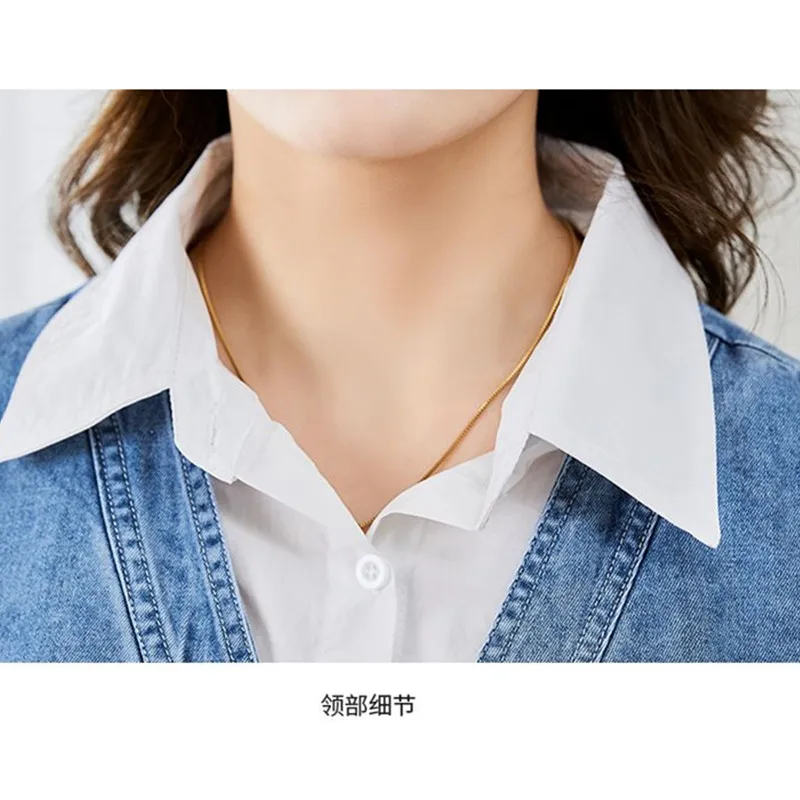 Abito da cowboy falso a due camicie per donna 2025 Primavera Autunno Nuovo manica lunga dimagrante con tasca Abito casual in denim vintage femminile