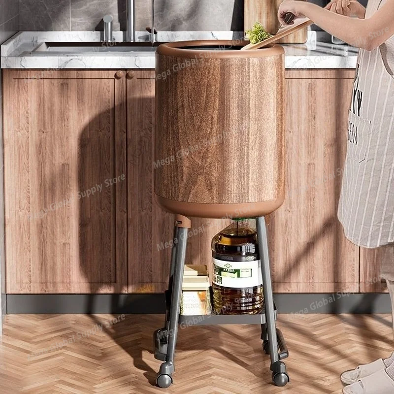 Luxury Trash Can Kitchen Trash Bin Bathroom Litter Bins Large Capacity Dustbin Bedroom Wastebins Food Garbage Cans with Lid