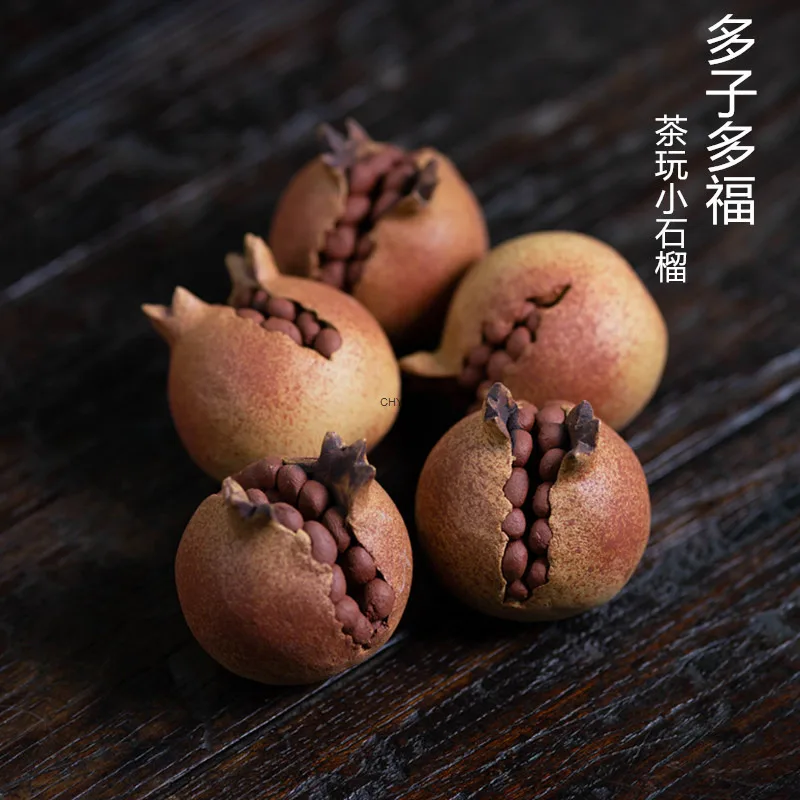Pure Handmade Purple Clay Bionic Tea Pet Pomegranate Ornament Sculpture Tea Play Accessories Tea Ceremony Tea Play