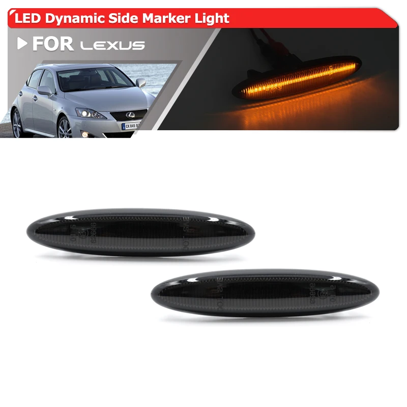 2x Smoked Amber Led Dynamic Turn Signal Indicator Lights For Lexus IS250 IS350 SC430 E350 For Toyota Crown S180 Mark X X120