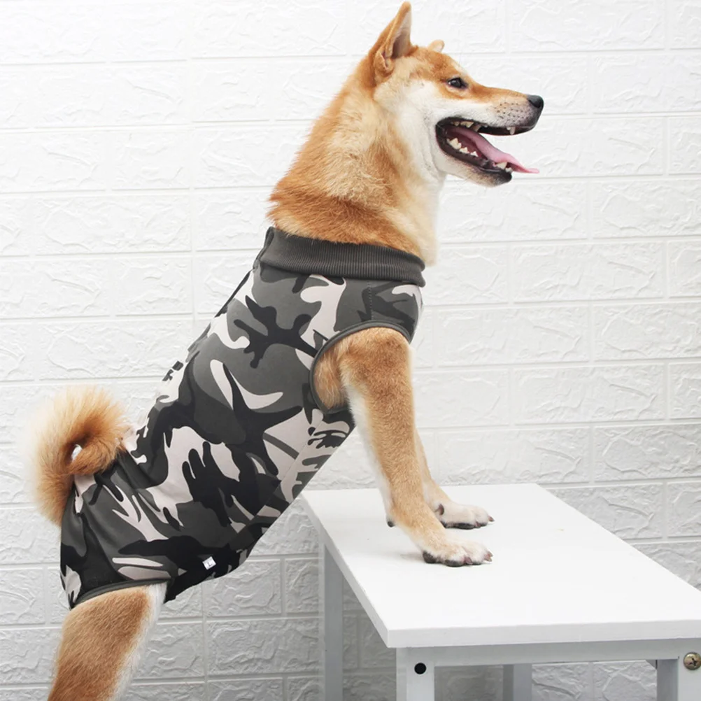 

Elastic Dog Sterilization Recovery Clothes Soft Breathable Four-Leg Pet Recovery Costume Camouflage Size L Puppy