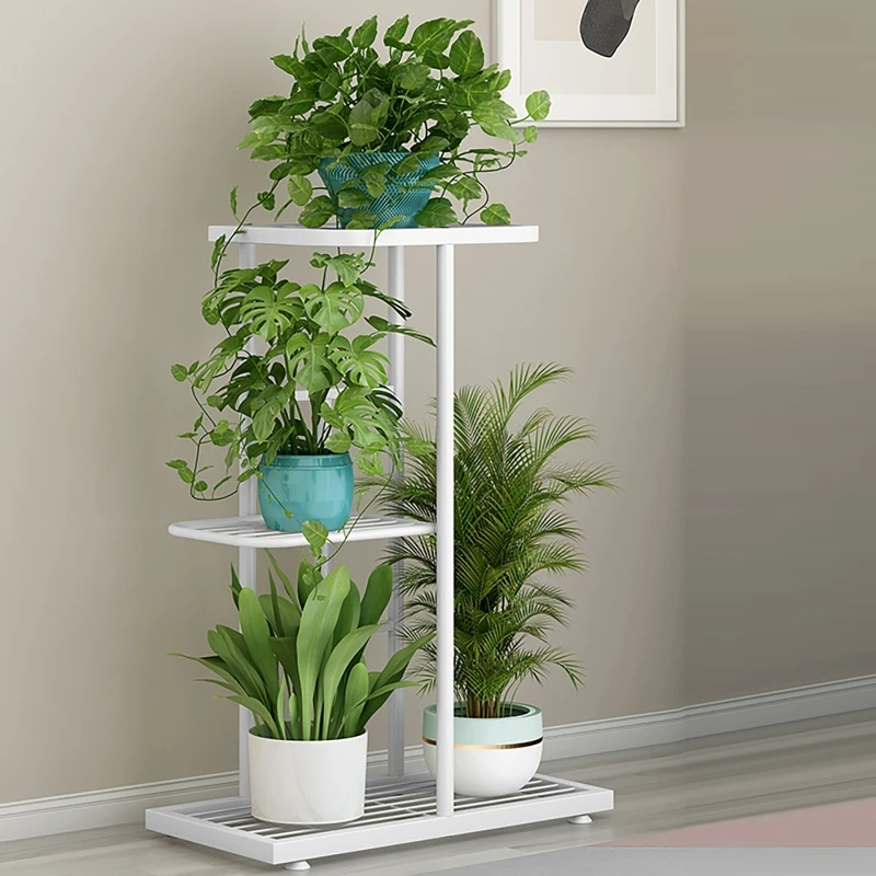 3 Tier 4 Potted Plant Stand Metal Flower Pot Holder Storage Rack Flower Display Stand for Indoor Garden Decor Flowerpot Shelf