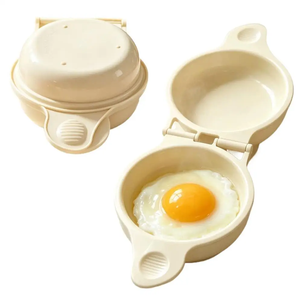 Food Grades Plastic Microwave Egg Cooker Single Cup Non-Stick Egg Fryer Heat Resistant with Lid Steamed Egg Box Egg Tools