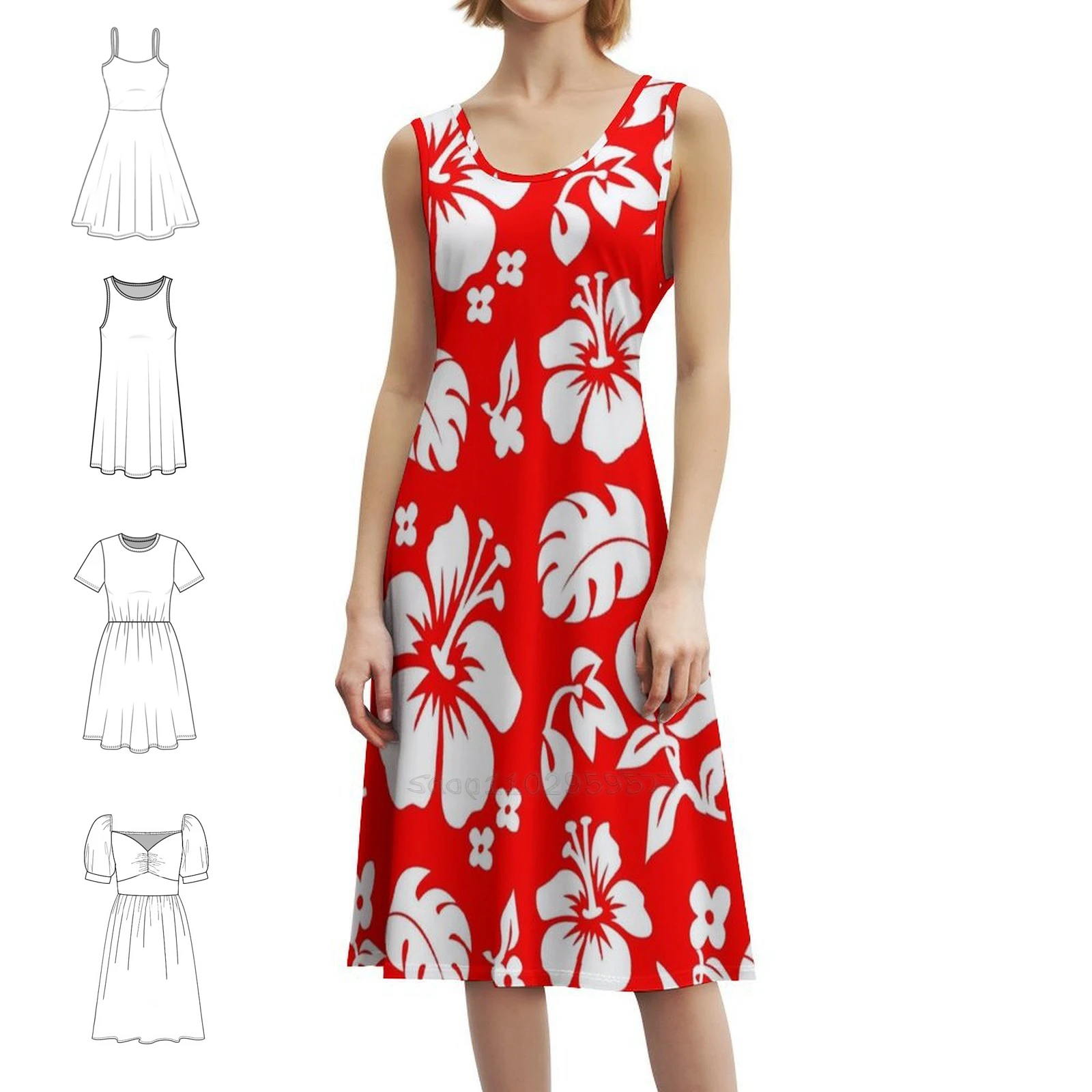 فستان صيفي بوهيمي بدون أكمام للنساء مطبوع عليه زهور فساتين حفلات الشاطئ نمط نبات الغابات المطيرة فستان سهرة على شكل نخيل طبيعي