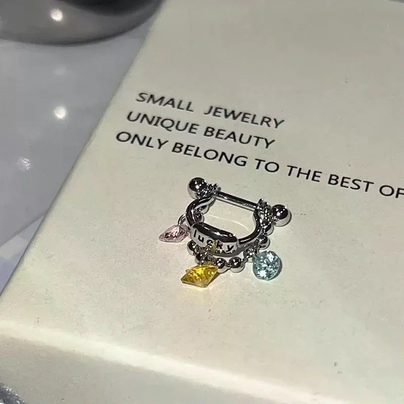 Star Chain Small Zircon Hoop Earrings For Women Stainless Steel Ear Bone Nail Earring New Trendy Body Piercing Accessorie