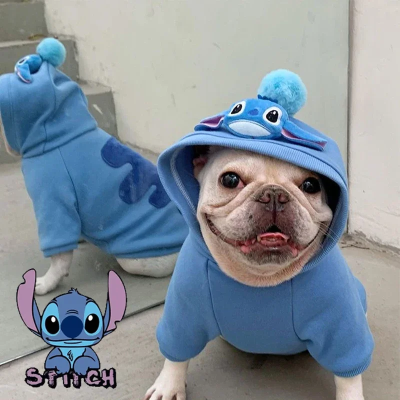 Disney Stitch Pet Dog Clothes Dogs Hoodies Cartoon Thicken Winter Warm Sweatshirt Dogs Jacket Clothing Pet Costume Dogs Clothes