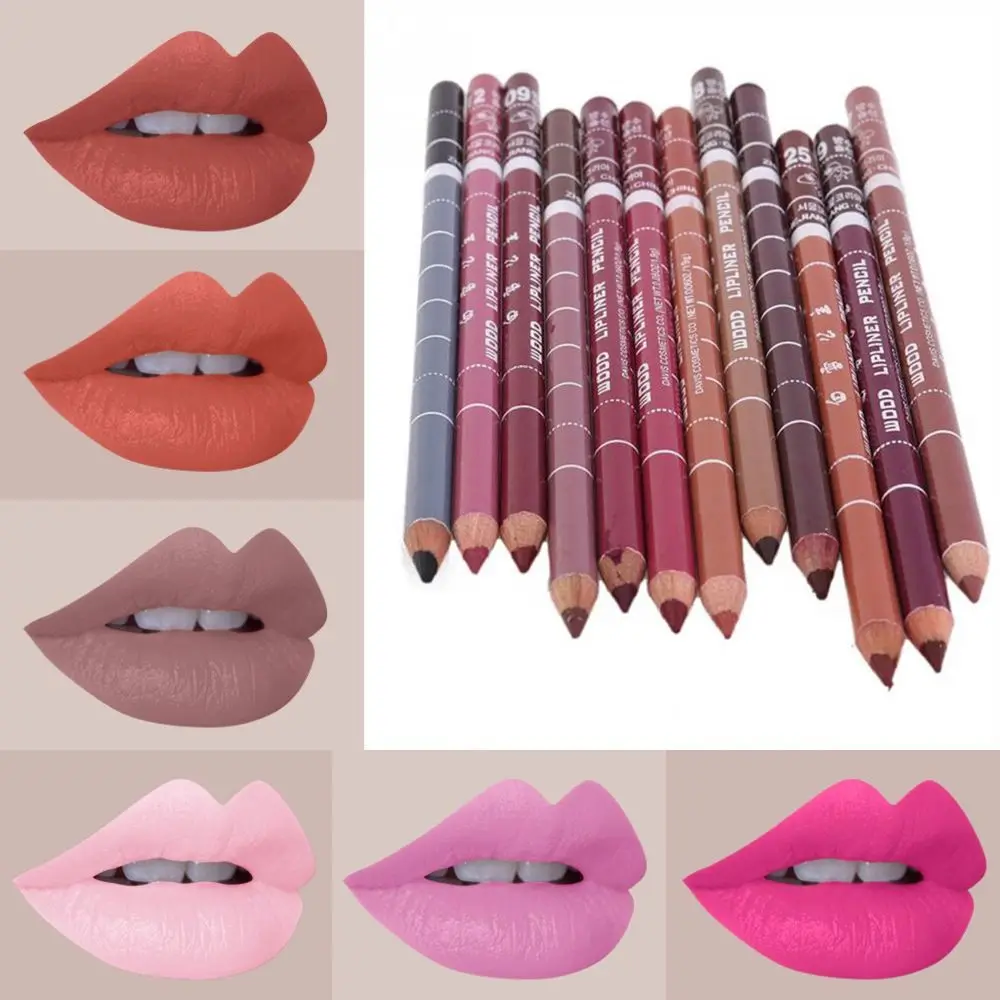 ผสมร้อนไม้ลิปสติก Professional ชิ้นชิ้นสีเครื่องมือแต่งหน้า Lipliner Lip Liner กันน้ํา