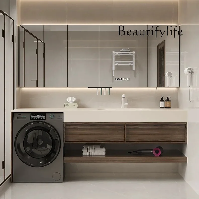 

Balcony Washing Machine Cabinet Combined Rock Slate Hot Bending Integrated Basin Bathroom Cabinet Toilet Wash Hand Washbasin