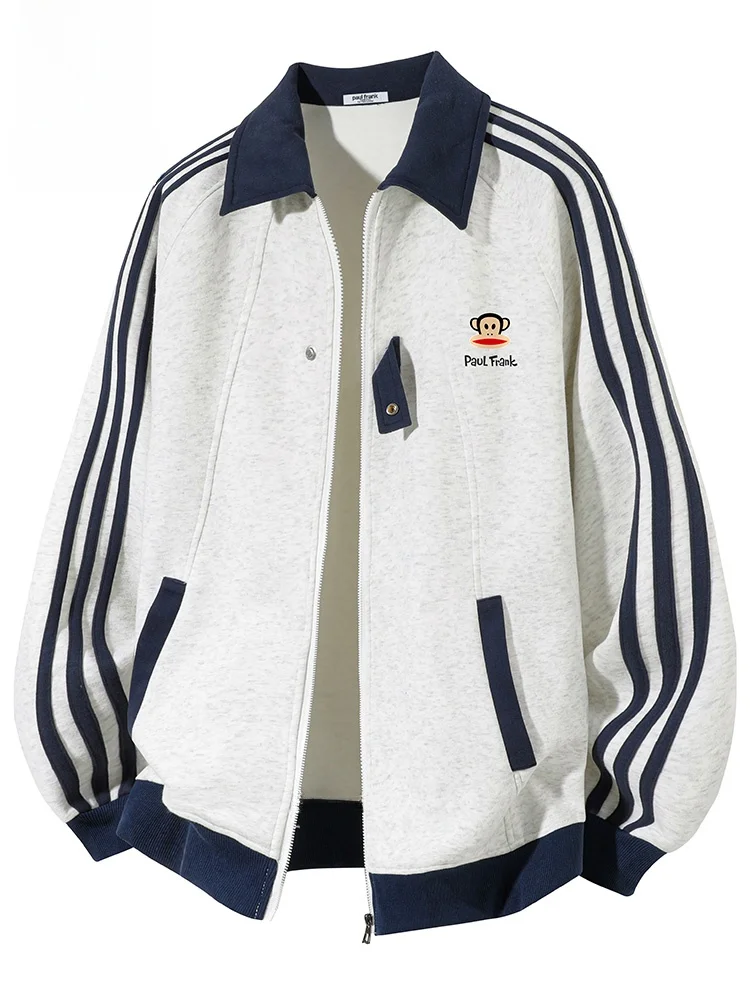 

PaulFrank American Faion M Jaet Autumn New Sle Long Sve Printed Casual Collar Monkey Mouth Long Coat for Men