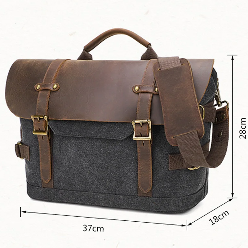 شيك حقيبة ساعي قماش براون الجلود تقليم مشبك إغلاق سعة كبيرة خمر حقائب كتف كروسبودي للاستخدام غير الرسمي للرجال #6